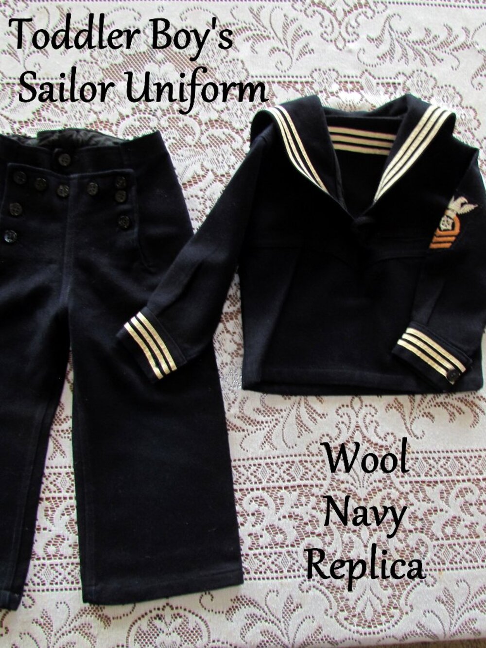 NAVY SAILOR UNIFORM for TODDLER BOY, 24 M - 2T, QUALITY WOOL MILITARY REPLICA